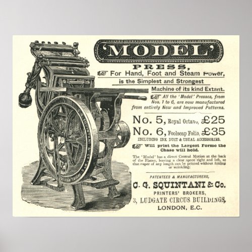 Squintani Model letterpress poster