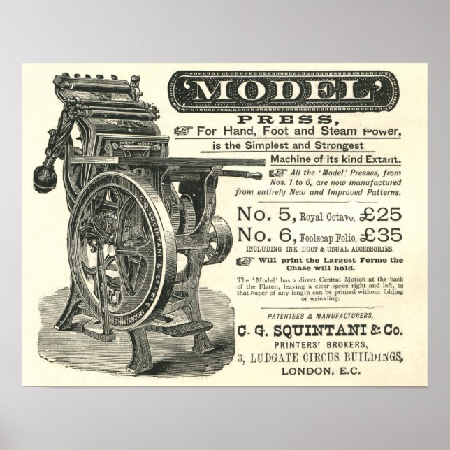 Squintani Model letterpress poster (Front)