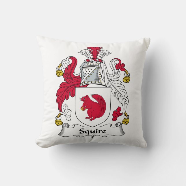 Squire Family Crest Throw Pillow (Front)