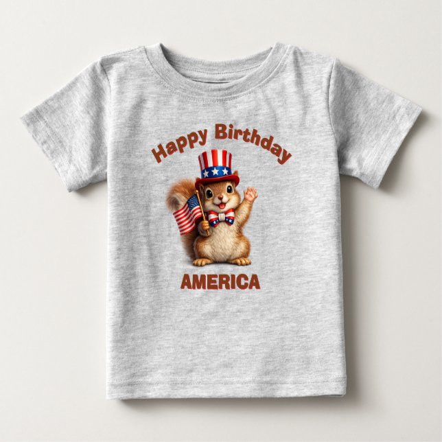 Squirrel (5m) Patriotic Kid T-Shirt (Front)