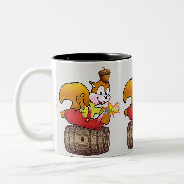 Squirrel Acorn Barrel Gray Mug (Left)