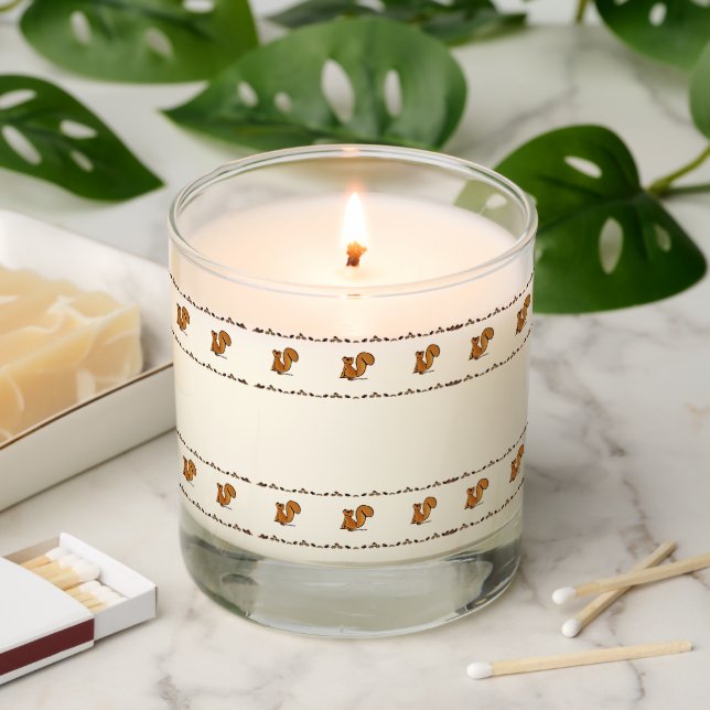 Squirrel Acorn & Leaves Scented Candle w lid (Lit)