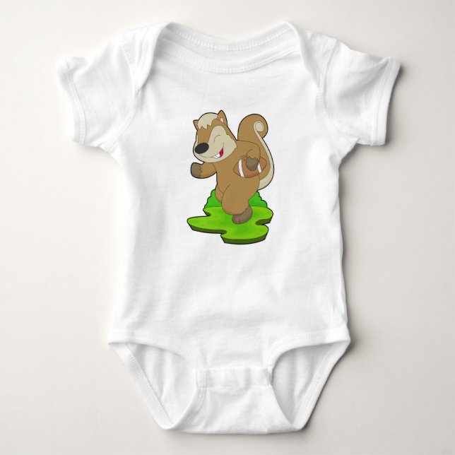 Squirrel American Football Baby Bodysuit (Front)