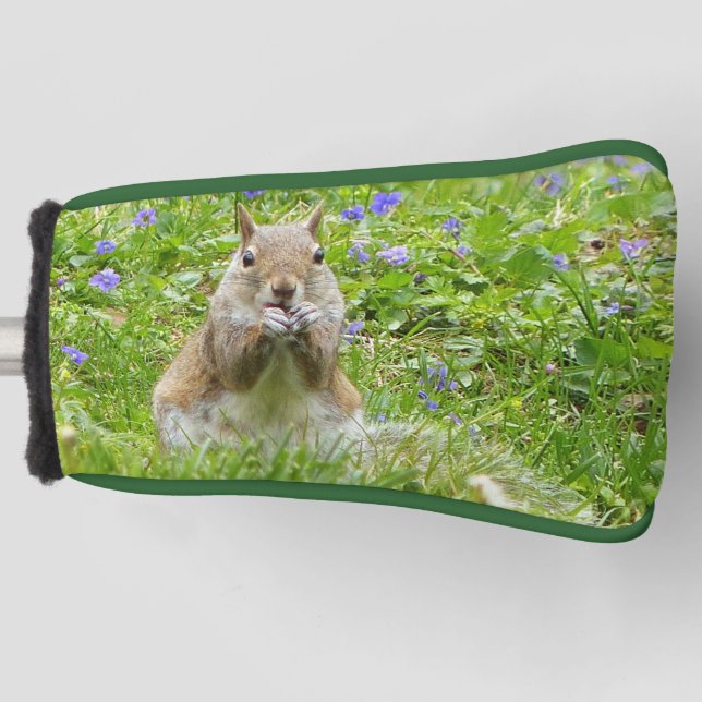 Squirrel Amongst Wild Violets Golf Head Cover (Front)