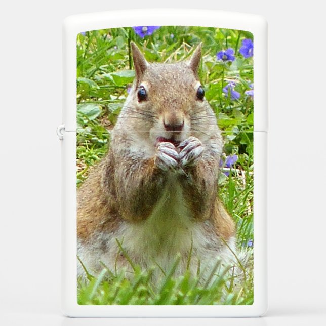 Squirrel Amongst Wild Violets Zippo Lighter (Front)