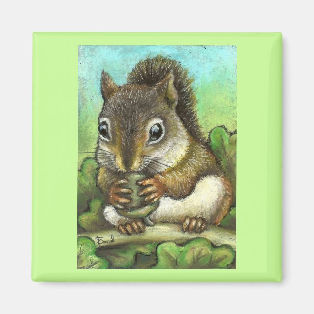 Squirrel and acorn magnet (Front)