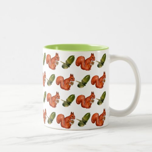 Squirrel and Acorn Pattern Two_Tone Coffee Mug