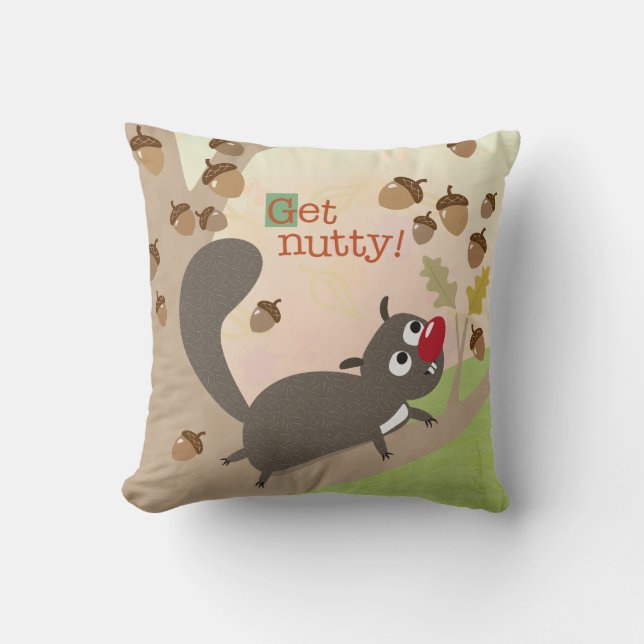 Squirrel and Acorns Throw Pillow (Front)