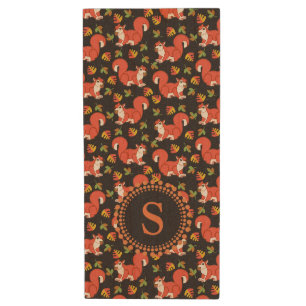 Squirrel and Autumn Leaf Pattern Monogram Wood Flash Drive