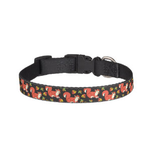 Squirrel and Autumn Leaf Pattern Pet Collar