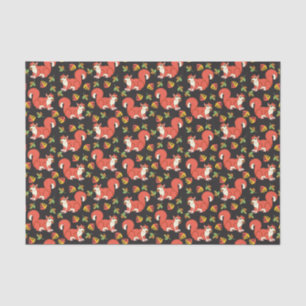 Squirrel and Autumn Leaf Pattern Tissue Paper