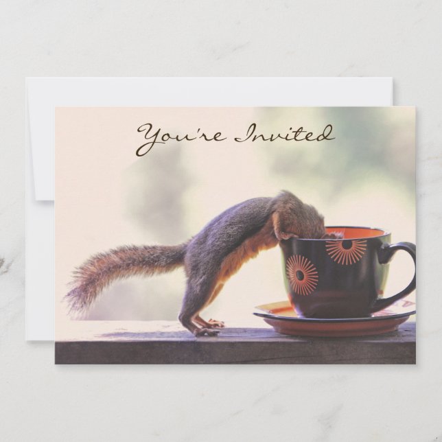 Squirrel and Coffee Cup Invitation (Front)