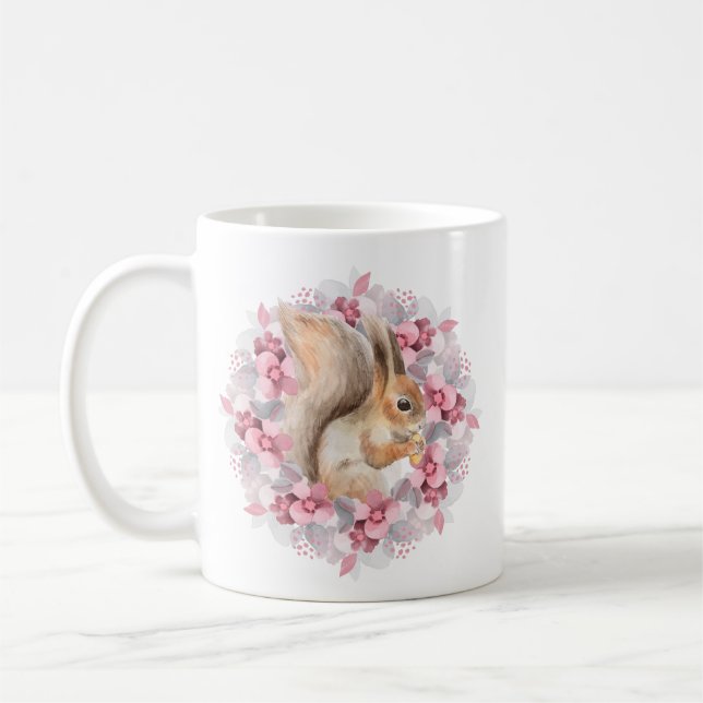 Squirrel and flowers coffee mug (Left)