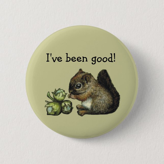 Squirrel and hazelnuts button (Front)