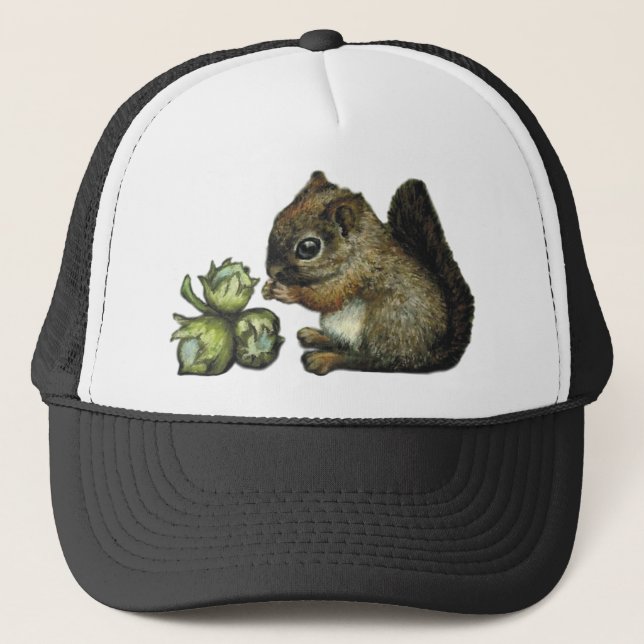 Squirrel and hazelnuts trucker hat (Front)