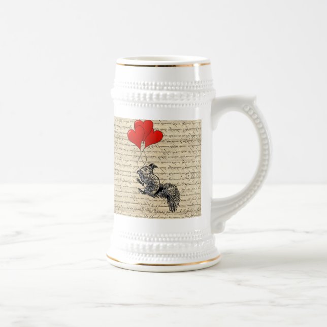 Squirrel and heart balloons beer stein (Right)