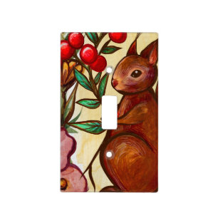 Squirrel and Holly winter Red Squirrels            Light Switch Cover