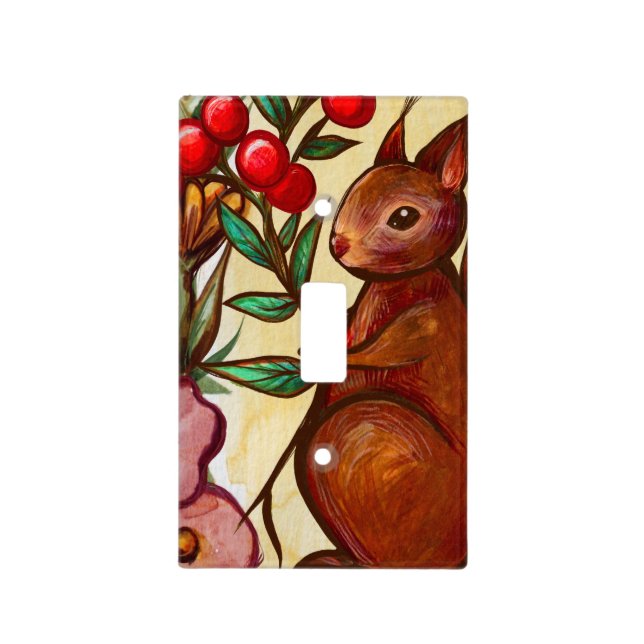 Squirrel and Holly winter Red Squirrels            Light Switch Cover (Front)