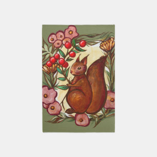 Squirrel and Holly winter Red Squirrels Outdoor Rug