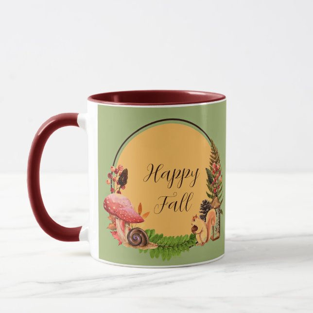 Squirrel and nature with customizable text  mug (Left)