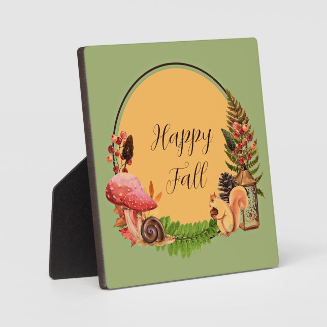 Squirrel and nature with customizable text  plaque (Front)
