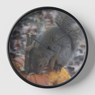 Squirrel and Pumpkin Wall Clock