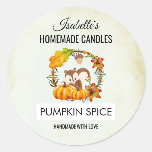 Squirrel and Pumpkins Homemade Candles Scent Classic Round Sticker