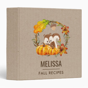 Squirrel and Pumpkins Rustic Wreath 3 Ring Binder