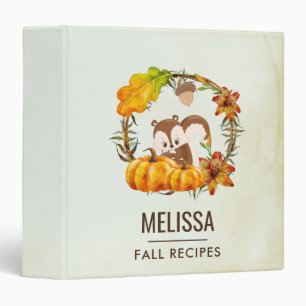 Squirrel and Pumpkins Rustic Wreath 3 Ring Binder