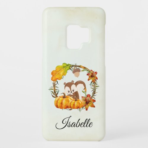 Squirrel and Pumpkins Rustic Wreath Case_Mate Samsung Galaxy S9 Case