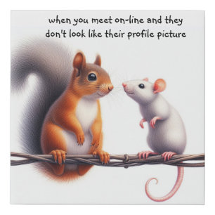 Squirrel and Rat On-Line Dating Faux Canvas Print