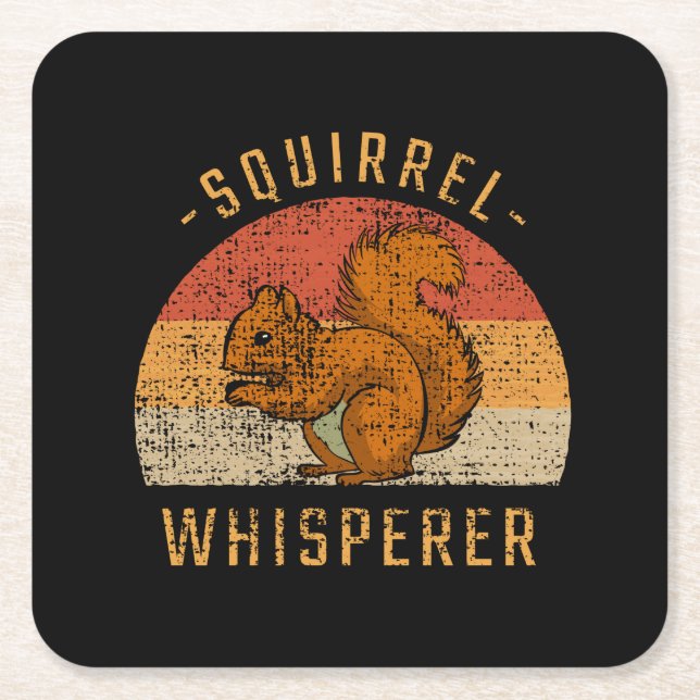 Squirrel Animal Forest Square Paper Coaster (Front)