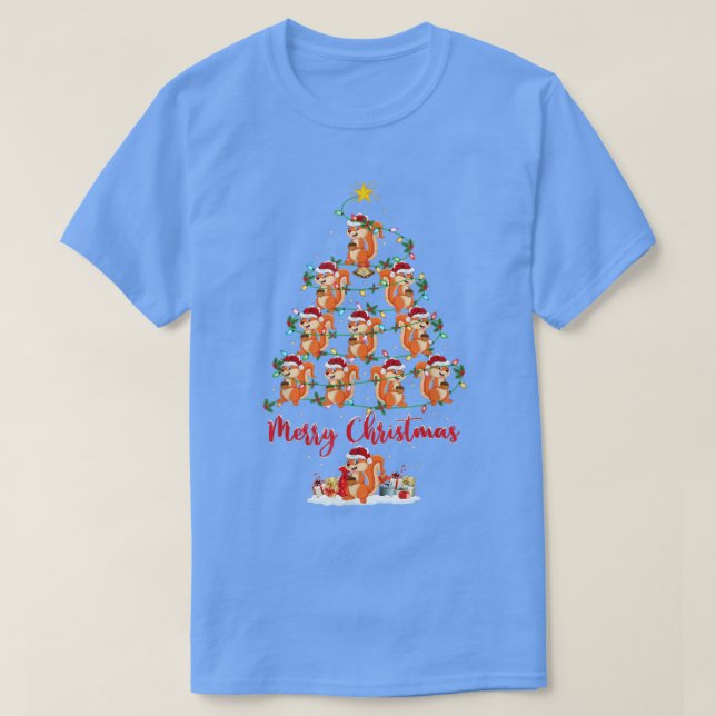 Squirrel Animal Lover Matching Santa Squirrel Chri T-Shirt (Design Front)