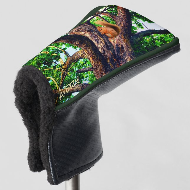 Squirrel Animal - w/ initials or Add Name Putter Golf Head Cover (3/4 Front)