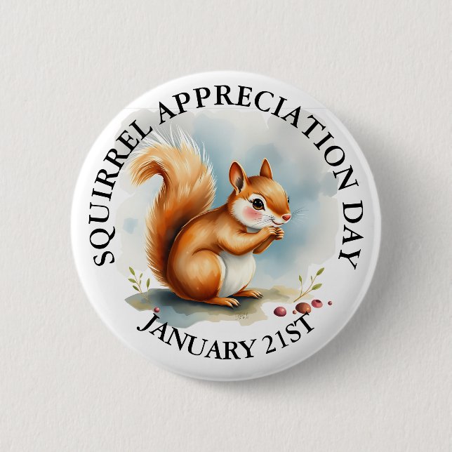 Squirrel Appreciation Day January 21st Button (Front)