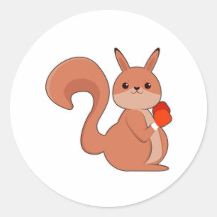 Squirrel as Boxer with Boxing gloves Classic Round Sticker
