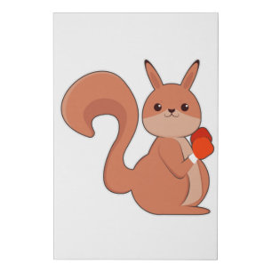 Squirrel as Boxer with Boxing gloves Faux Canvas Print
