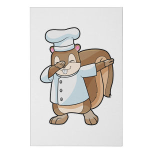 Squirrel as Cook with Cooking apron Faux Canvas Print