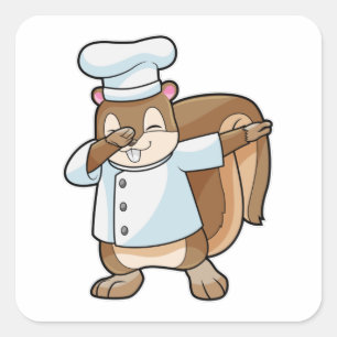 Squirrel as Cook with Cooking apron Square Sticker