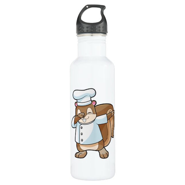 Squirrel as Cook with Cooking apron Stainless Steel Water Bottle (Front)