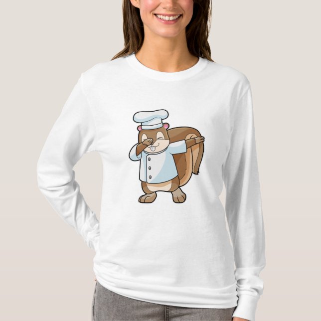 Squirrel as Cook with Cooking apron T-Shirt (Front)