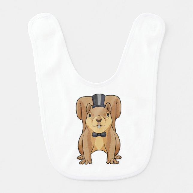 Squirrel as Groom with Suit Baby Bib (Front)