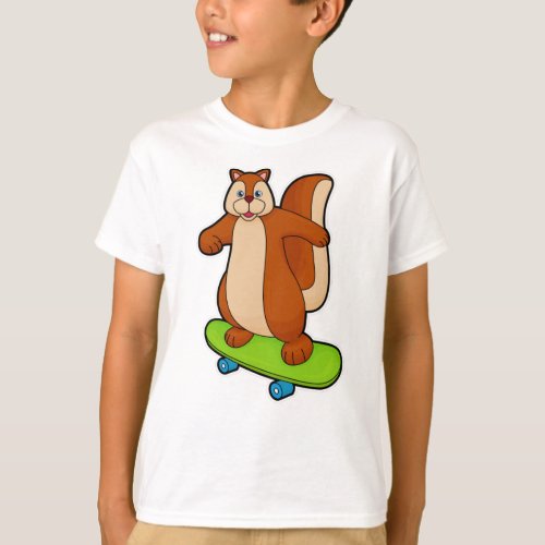 Squirrel as Skater with Skateboard T_Shirt