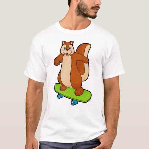 Squirrel as Skater with Skateboard T_Shirt