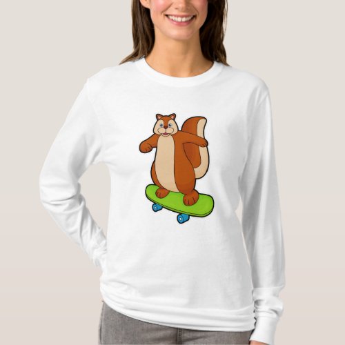 Squirrel as Skater with Skateboard T_Shirt