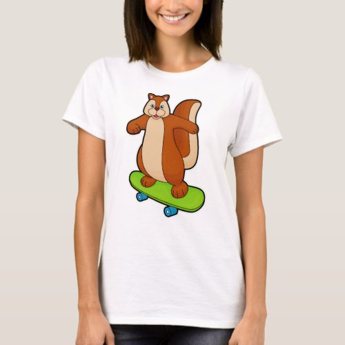 Squirrel as Skater with Skateboard T_Shirt