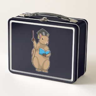 Squirrel as Teacher with Book Metal Lunch Box