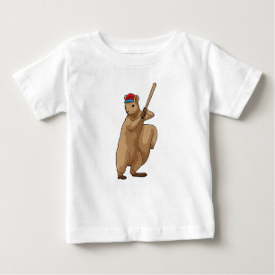 Squirrel at Baseball with Baseball bat Baby T-Shirt