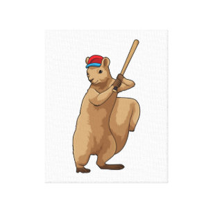 Squirrel at Baseball with Baseball bat Canvas Print