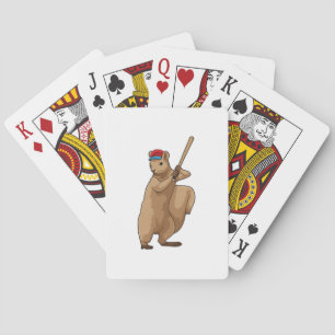 Squirrel at Baseball with Baseball bat Poker Cards
